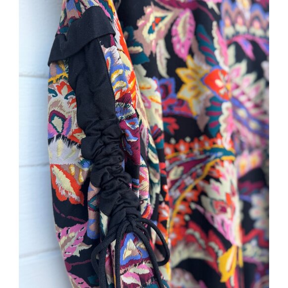 Eva Franco Boho Floral Paisley Ruched-Sleeve Sweatshirt, M, Made in USA - Picture 3 of 9